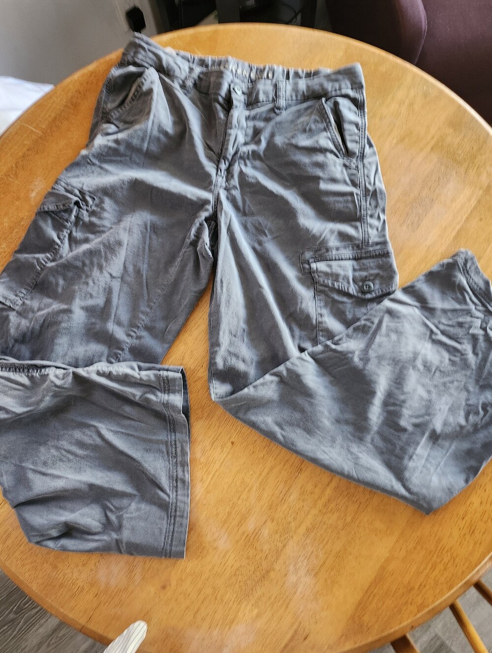 American Eagle Cargo Pants Size 8 Baggy Wide Leg Y2K Skater Gray Blue Pockets